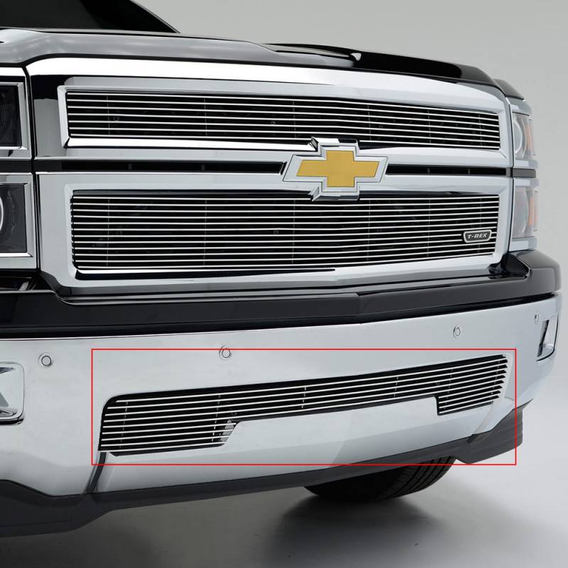 T-Rex 2014-2015 Chevrolet Silverado 1500 Billet Bumper Grille Overlay Bolt-on Polished 25117