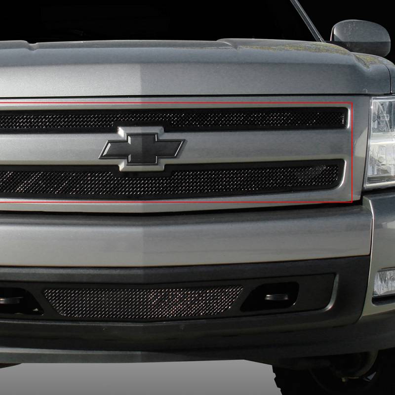 T-Rex 2007-2013 Chevrolet Silverado 1500 Upper Class Mesh Grille Overlay Black 2 Pc Style 51110