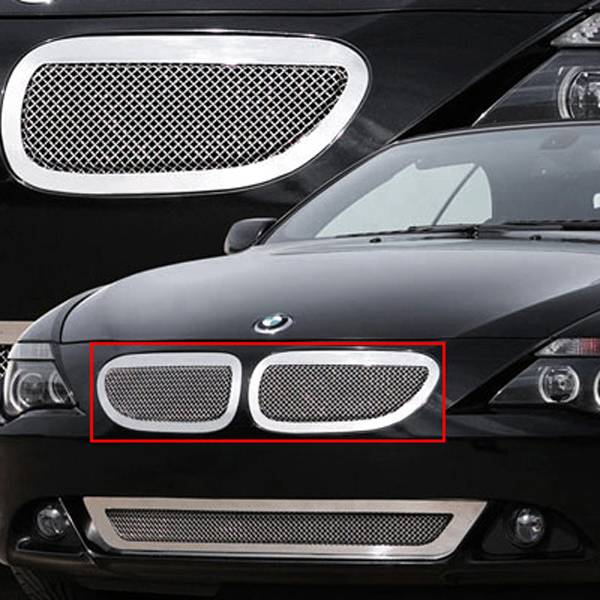 T-Rex 2004-2011 BMW 6 Series Coupe Upper Class Main Mesh Grille Insert Polished Stainless Steel With Formed Mesh Center 2 Pc 54997