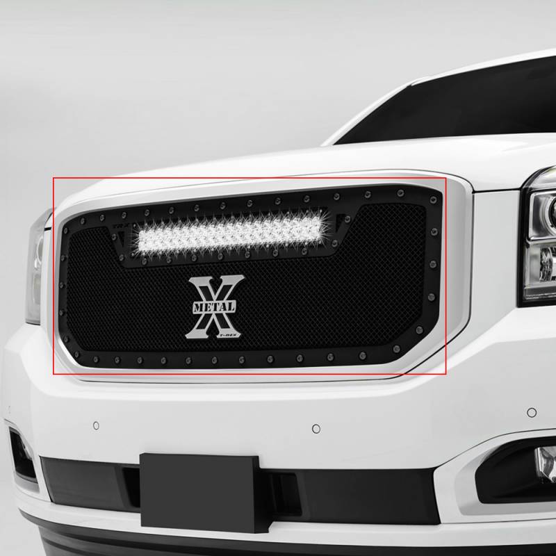 T-Rex 2015-2020 GMC Yukon Yukon XL LED Light Grille 1-20" LED Bar Formed Mesh Main Grille Insert 1 Pc Black Powdercoated 6311691-BR