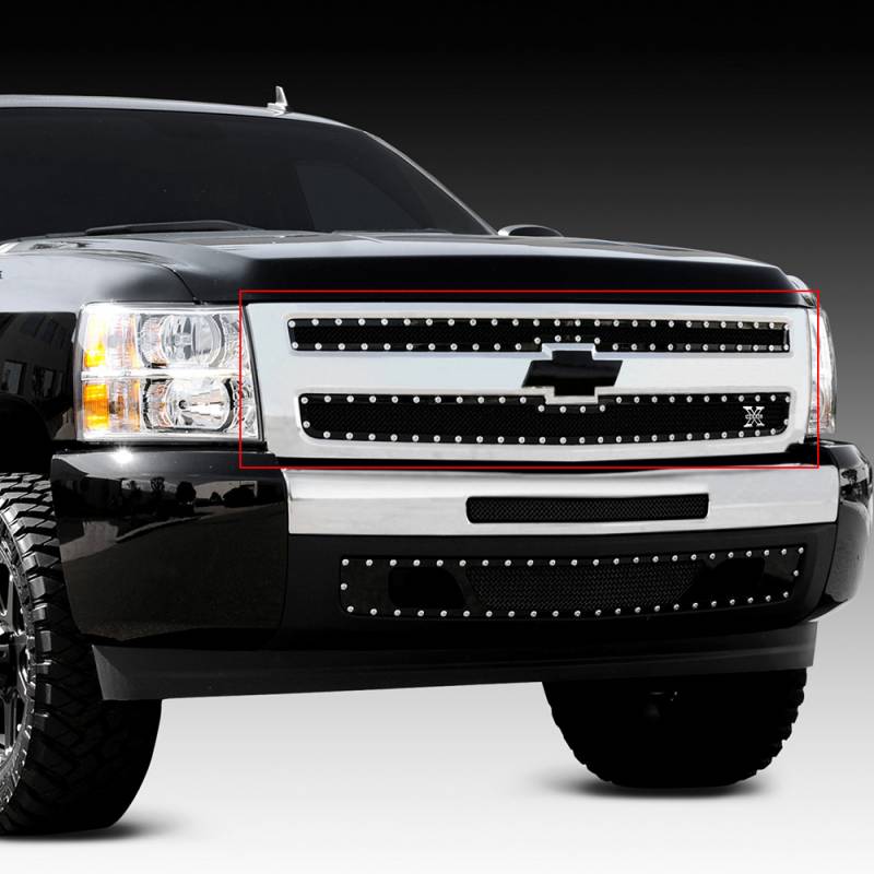 T-Rex 2007-2013 Chevrolet Silverado 1500 X-METAL Series Main Grille Overlay Studded 6711101
