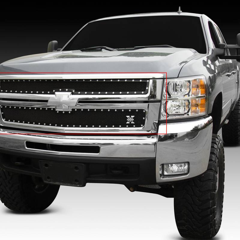 T-Rex 2007-2010 Chevrolet Silverado 2500 3500 HD X-METAL Series Studded Main Grille Overlay 6711121