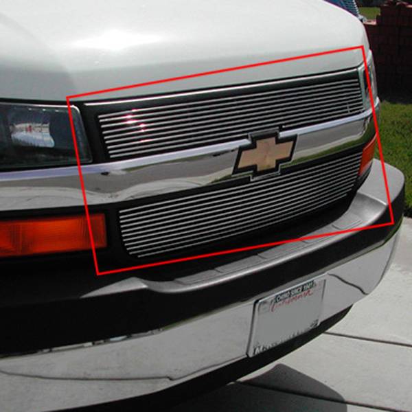 T-Rex 2003-2024 Chevrolet Express Van Billet Grille Overlay Bolt On Polished 2 Pc (8, 11 Bars) 21126
