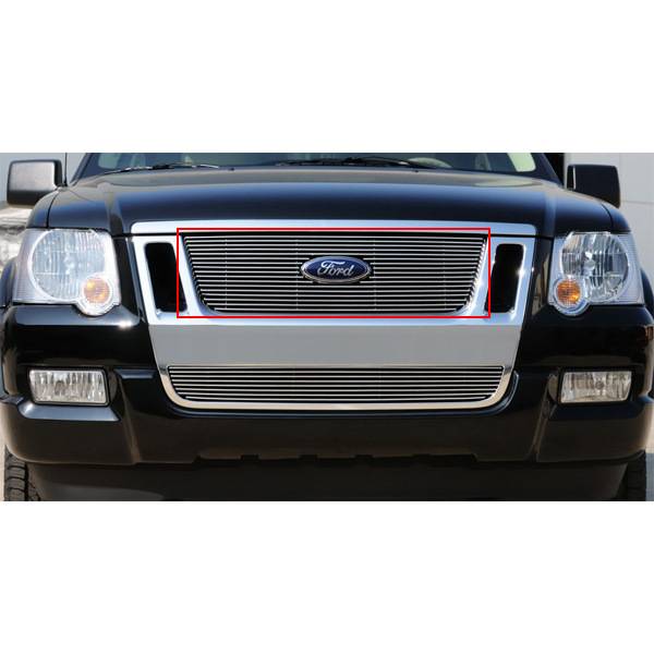 T-Rex 2006-2010 Ford Explorer Billet Grille Overlay Bolt On With Logo Cut Out Polished 21662