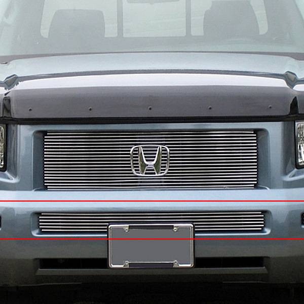 T-Rex 2006-2008 Honda Ridgeline Bumper Billet Grille Insert 3 Pc Center Sides Polished 25733