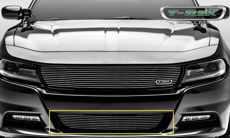 T-Rex 2015-2021 Dodge Charger Laser Billet With 3D Conturing Polished Finish Bumper Grille Overlay 6224760
