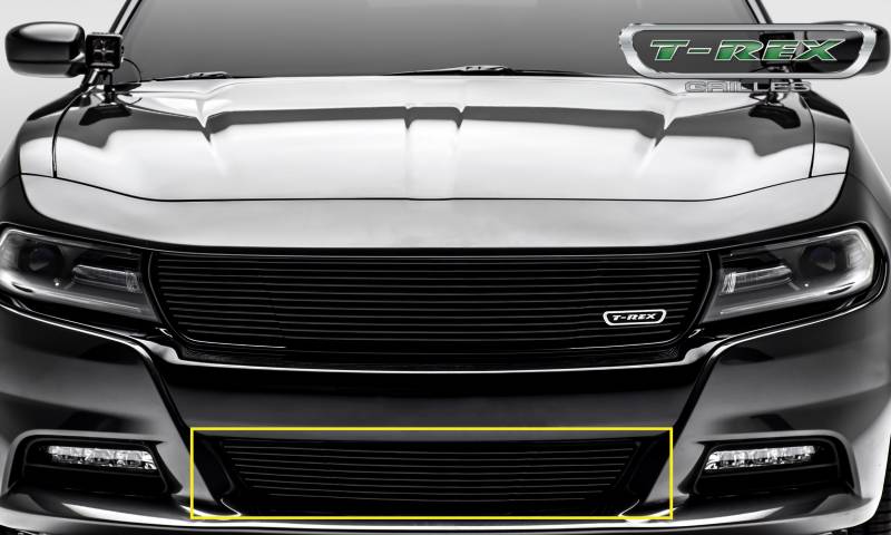 T-Rex 2015-2022 Dodge Charger Laser Billet With 3D Conturing Black Finish Bumper Grille Overlay 6224761