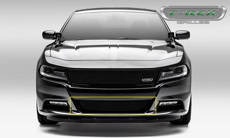 T-Rex 2015-2022 Dodge Charger Laser Billet With 3D Conturing Black Finish Bumper Grille Overlay 6224761