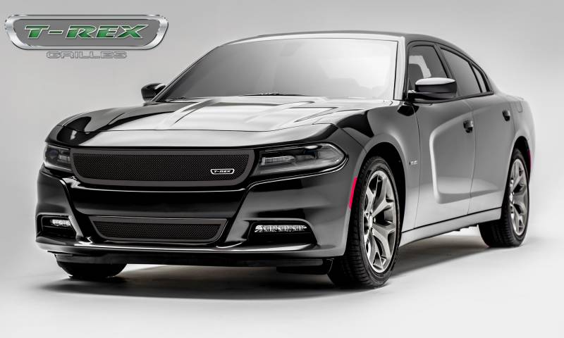 T-Rex 2015-2021 Dodge Charger Upper Class Black Powder Coated Main Grille Overlay Insert 54480