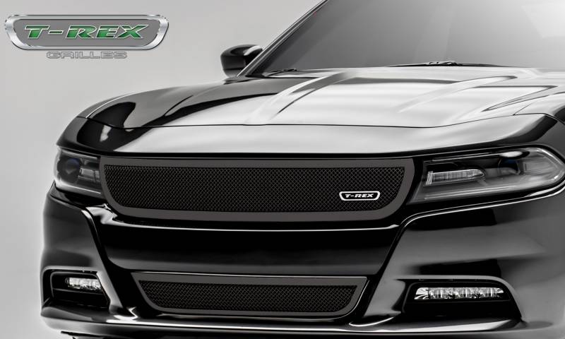T-Rex 2015-2021 Dodge Charger Upper Class Black Powder Coated Main Grille Overlay Insert 54480