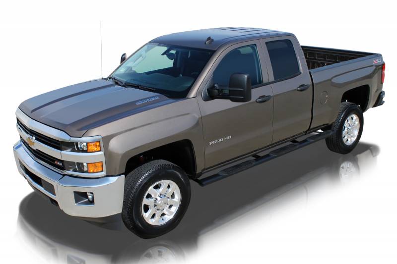 Raptor Series 1999-2013 Chevrolet Silverado GMC Sierra 1500 1999-2019 2500 Extended Double Cab 6.5ft Bed 2000-2019 3500 Extended Cab Double Cab 8ft Bed Dually Polished Stainless Steel Cab Mount 4" Oval Wheel to Wheel Step Bars 0401-0016MB