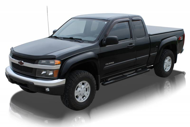 Raptor Series 2004-2012 Chevrolet Colorado GMC Canyon Extended Cab Black E-Coated Rocker Panel Mount 4" Magnum Straight Oval Step Bars 0701-0323B