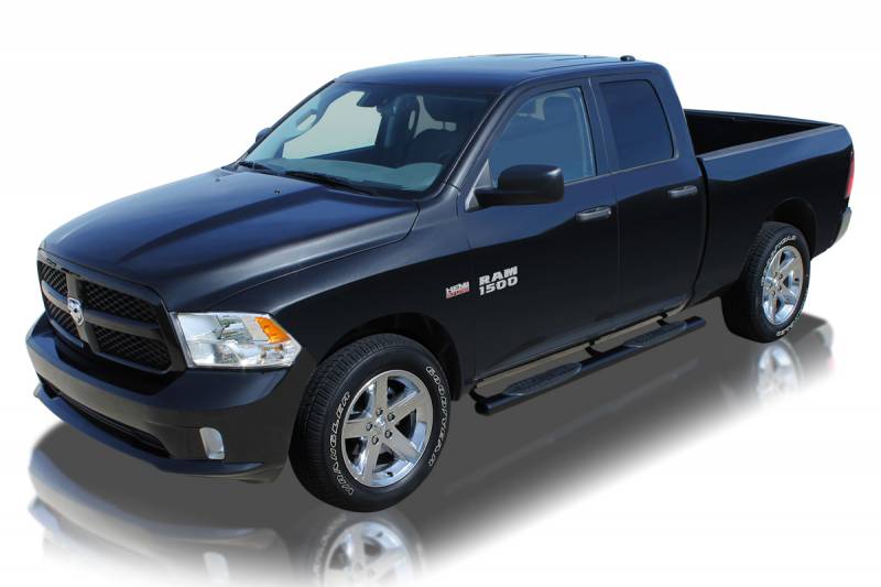 Raptor Series 2009-2018 Dodge Ram 1500 Quad Cab  Including EcoDiesel Black E-Coated Rocker Panel Mount 4" Magnum Straight Oval Step Bars 0702-0526MB