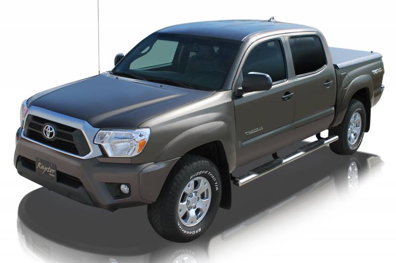 Raptor Series 2005-2019 Toyota Tacoma Double Cab Polished Stainless Steel Rocker Panel Mount 4" Magnum Straight Oval Step Bars 0704-0270