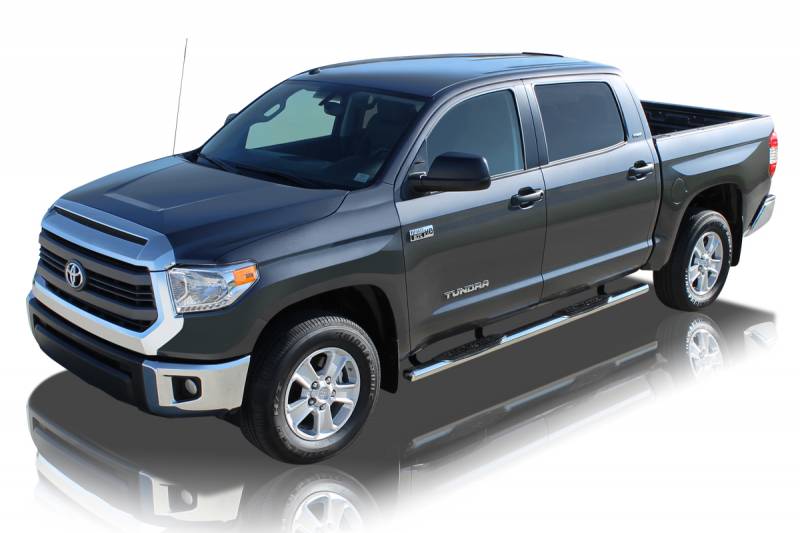 Raptor Series 2007-2019 Toyota Tundra Crew Max Polished Stainless Steel Rocker Panel Mount 4" Magnum Straight Oval Step Bars 0704-0292