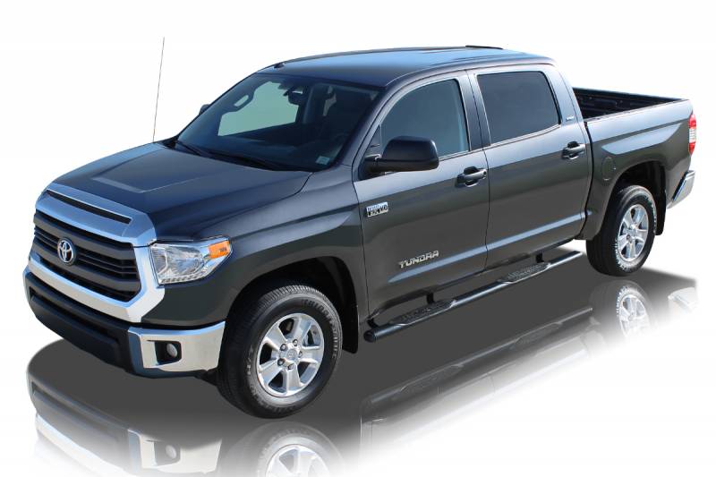 Raptor Series 2007-2019 Toyota Tundra Crew Max Black E-Coated Rocker Panel Mount 4" Magnum Straight Oval Step Bars 0704-0292B