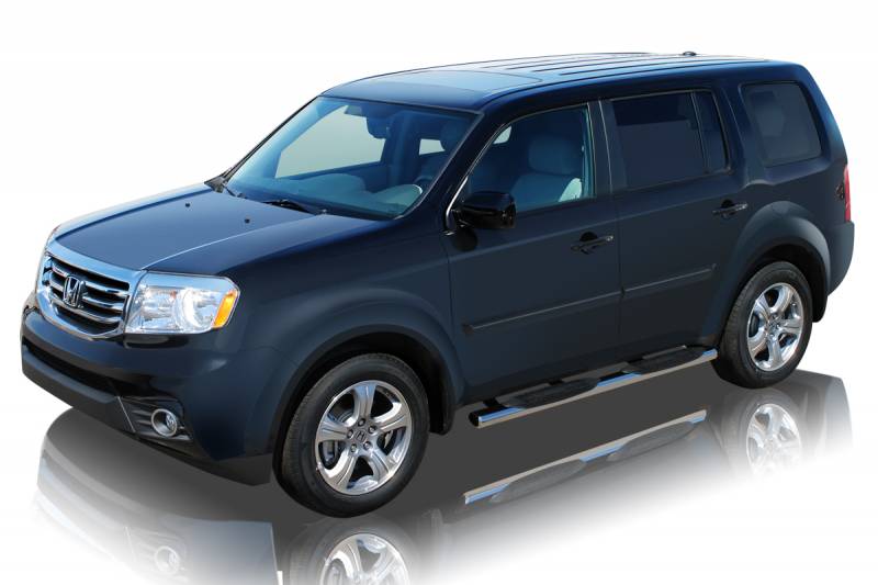 Raptor Series 2009-2013 Honda Pilot Polished Stainless Steel Rocker Panel Mount 4" Magnum Straight Oval Step Bars 0705-0428