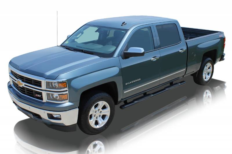 Raptor Series 2007-2018 Chevrolet Silverado GMC Sierra 1500 Crew Cab 2007-2019 2500 3500 Black E-Coated 5" Magnum Straight Oval Step Bars 0801-0302B