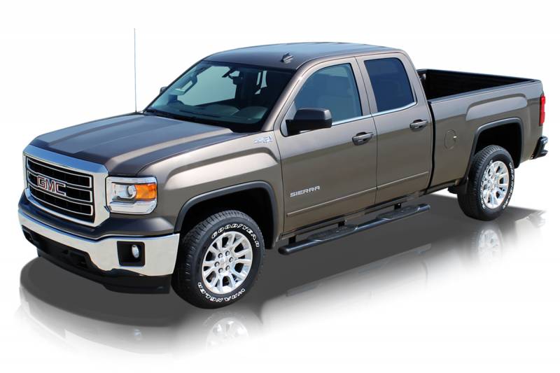 Raptor Series 2007-2018 Chevrolet Silverado GMC Sierra 1500 Extended Cab Double Cab 2007-2019 2500 3500 Black E-Coated 5" Magnum Straight Oval Step Bars 0801-0313B