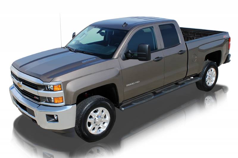 Raptor Series 1999-2013 Chevrolet Silverado GMC Sierra 1500 Extended Double Cab 6.5ft Bed 1999-2019 2500 2000-2019 3500 8ft Bed Dually Black E-Coated Cab Mount 5" Oval Wheel to Wheel Step Bars 1001-0013MB