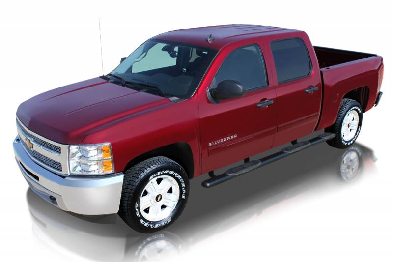 Raptor Series 2007-2018 Chevrolet Silverado GMC Sierra 1500 Crew Cab  5.8ft Bed Rocker Panel Mount  Black E-Coated Rocker Panel Mount 5" Oval Wheel to Wheel Step Bars 1001-0125B