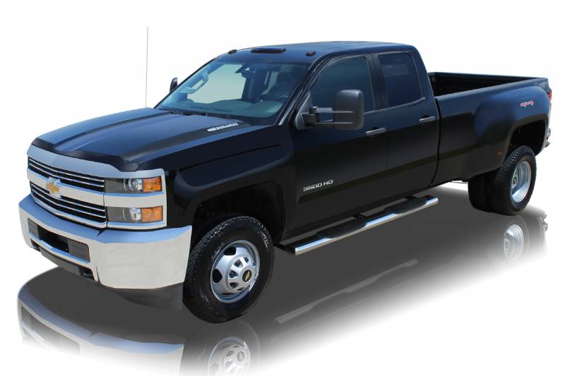 Raptor Series 1999-2013 Chevrolet Silverado GMC Sierra 1500 Extended Cab Double Cab 1999-2019 2500 3500 Black E-Coated Cab Mount 4" Magnum Straight Oval Step Bars 1201-0015M