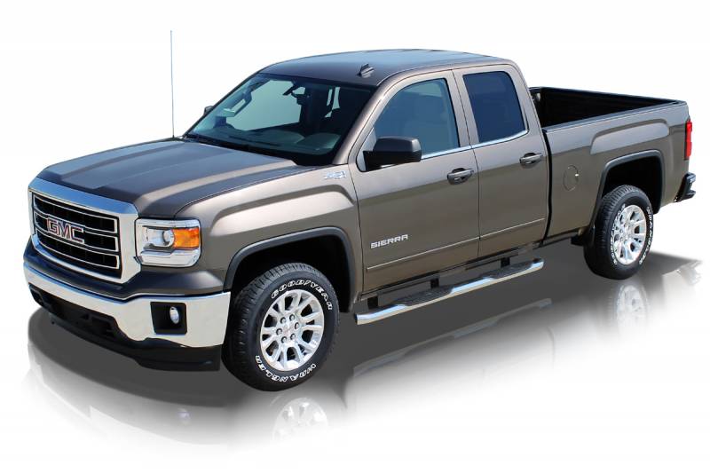 Raptor Series 2007-2018 Chevrolet Silverado GMC Sierra 1500 Extended Cab Double Cab 2007-2019 2500 3500 Black E Coated Rocker Panel Mount 4" OE Style Curved Oval Step Bars 1501-0592