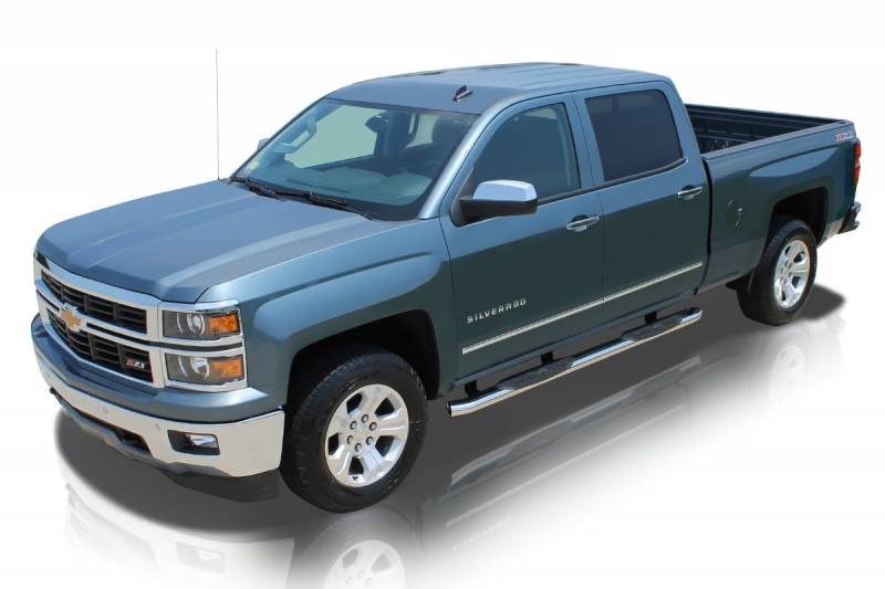 Raptor Series 2007-2018 Chevrolet Silverado GMC Sierra 1500 Crew Cab 2007-2019 2500 3500 Black E-Coated Rocker Panel Mount 4" OE Style Curved Oval Step Bars 1501-0604