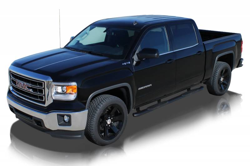 Raptor Series 2007-2018 Chevrolet Silverado GMC Sierra 1500 Crew Cab 2007-2019 2500 3500 Black E-Coated Rocker Panel Mount 4" OE Style Curved Oval Step Bars 1501-0604B
