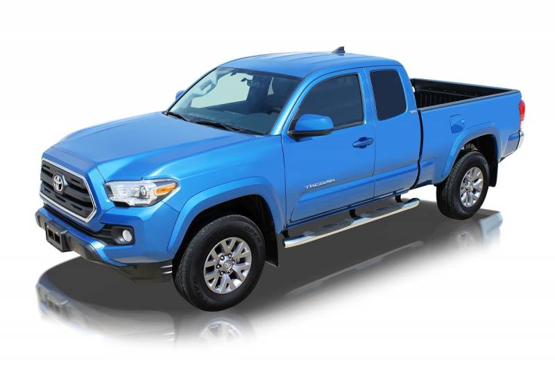 Raptor Series 2005-2021 Toyota Tacoma Extended Cab Access Cab Polished Stainless Steel Rocker Panel Mount 4" OE Style Curved Oval Step Bars 1504-0269