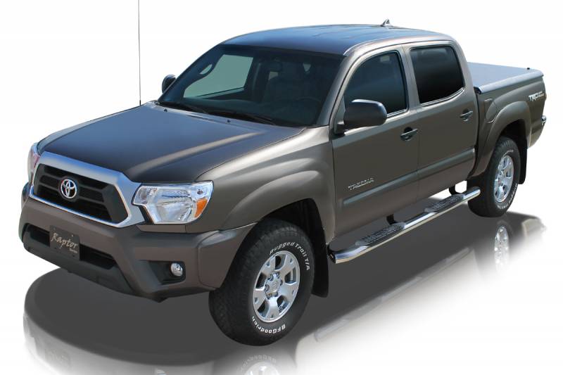 Raptor Series 2005-2021 Toyota Tacoma Double Cab Polished Stainless Steel Rocker Panel Mount 4" OE Style Curved Oval Step Bars 1504-0270