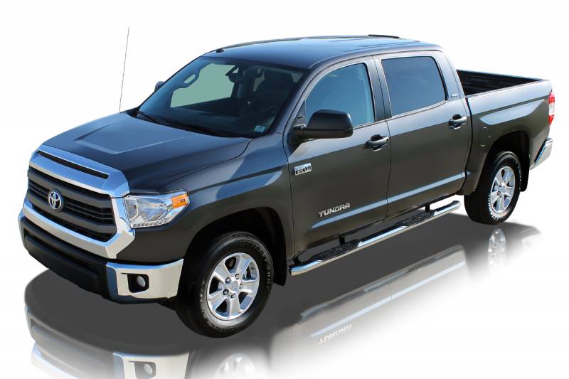 Raptor Series 2007-2021 Toyota Tundra Crew Max Polished Stainless Steel Rocker Panel Mount 4" OE Style Curved Oval Step Bars 1504-0292