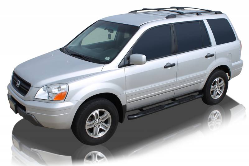 Raptor Series 2003-2008 Honda Pilot 2001-2006 Acura MDX Black E-Coated Rocker Panel Mount 4" OE Style Curved Oval Step Bars 1505-0192B