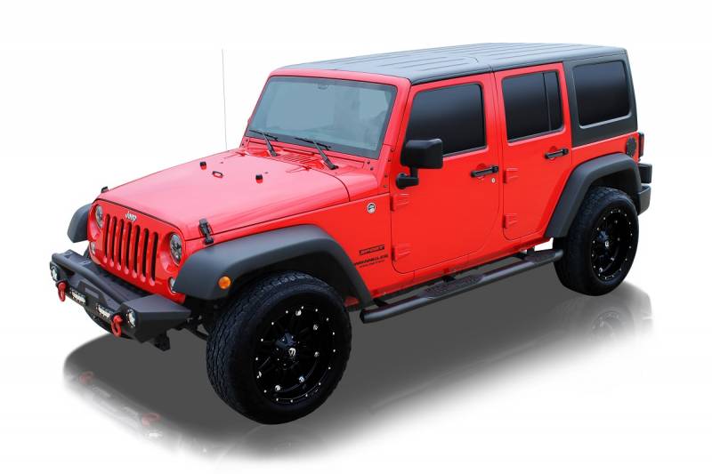 Raptor Series 2007-2018 Jeep JK Wrangler 4 Door Black Textured  4" OE Style Curved Oval Step Bars 1508-0655BT