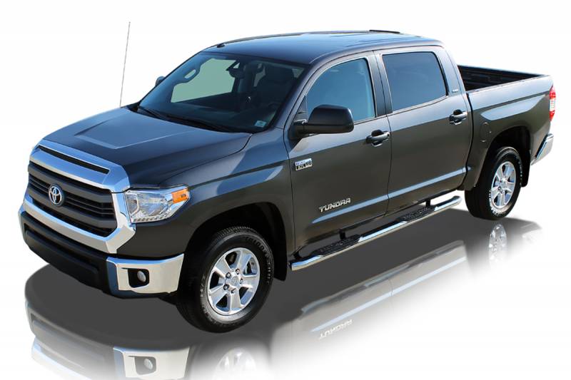 Raptor Series 2007-2021 Toyota Tundra Crew Max Polished Stainless Steel Rocker Panel Mount 5" OE Style Curved Oval Step Bars 1604-0079