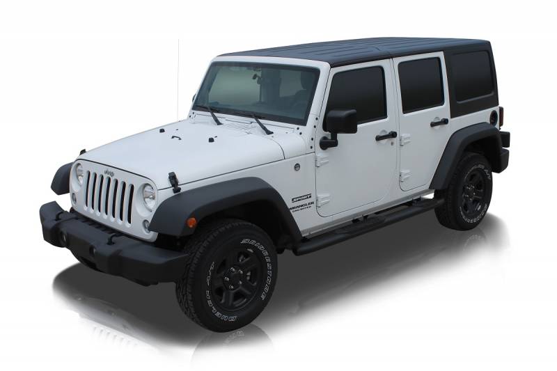 Raptor Series 2007-2018 Jeep Wrangler 4 Door JK Black Textured Rocker Panel Mount 5" OE Style Curved Oval Step Bars 1608-0375BT