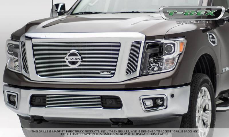 T-Rex 2016 Nissan Titan Aluminum Polished Billet Grille Bumper Overlay 25785
