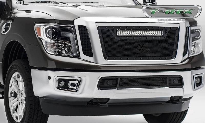 T-Rex 2016-2019 Nissan Titan Steel Black STEALTH METAL Grille Insert 6317851-BR