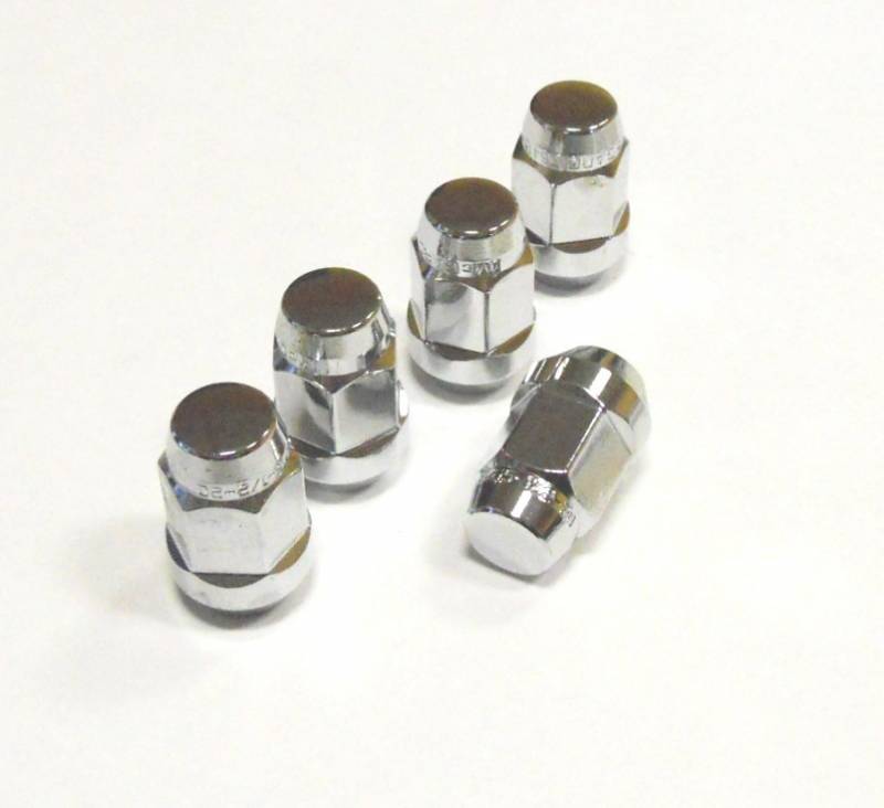CDC 2005-2014 Ford Mustang Lug Nut 1/2" Thread 3/4" Hex Cone Seat Bulge Style Chrome 10000