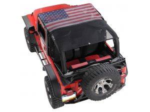 VDP 1976-1991 Jeep Wrangler CJ YJ KoolBreez Sun Screen  Brief Top  American Flag 7691JKB-1