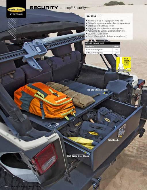 Smittybilt 2007-2018 Jeep Wrangler JK 2 and 4 Door Security Storage Vault Rear Lockable Storage Box 2763