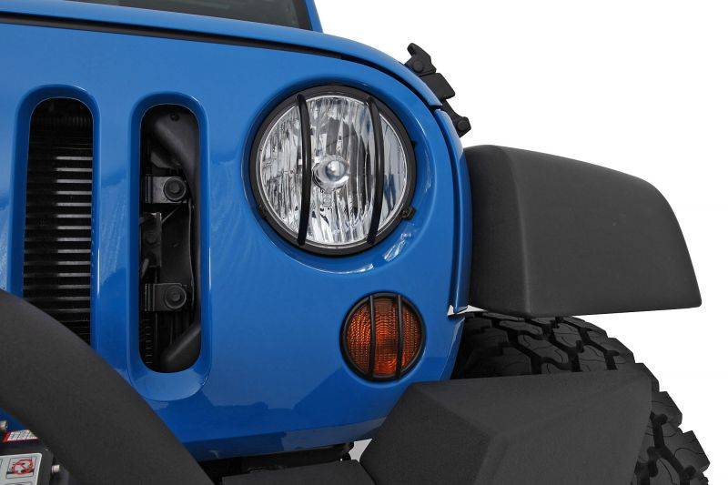 Smittybilt 2007-2018 Jeep Wrangler JK Euro Head Light Guards Black 2 Piece 5680
