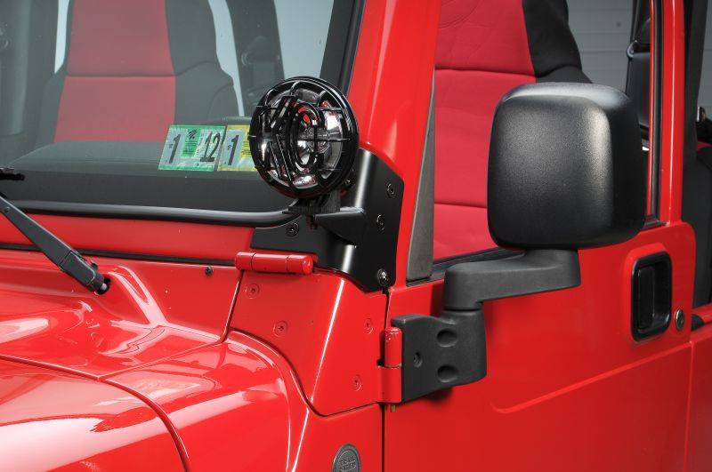Smittybilt 1997-2006 Jeep Wrangler TJ LJ Winshield Hinge Light Bracket Black 7608