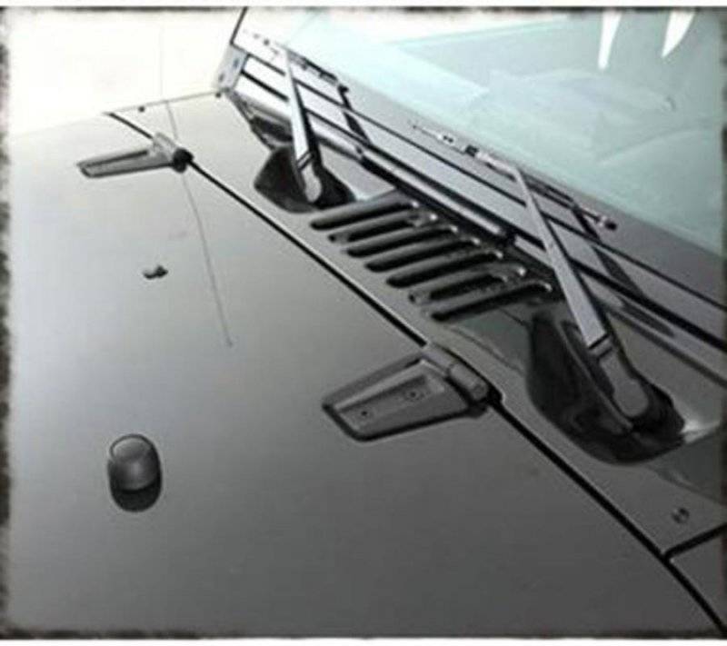 Smittybilt 2007-2018 Jeep Wrangler JK Complete Hood Kit Includes Hood Hinges Footman And 2 Piece Rubber Bumper Covers Black 7680