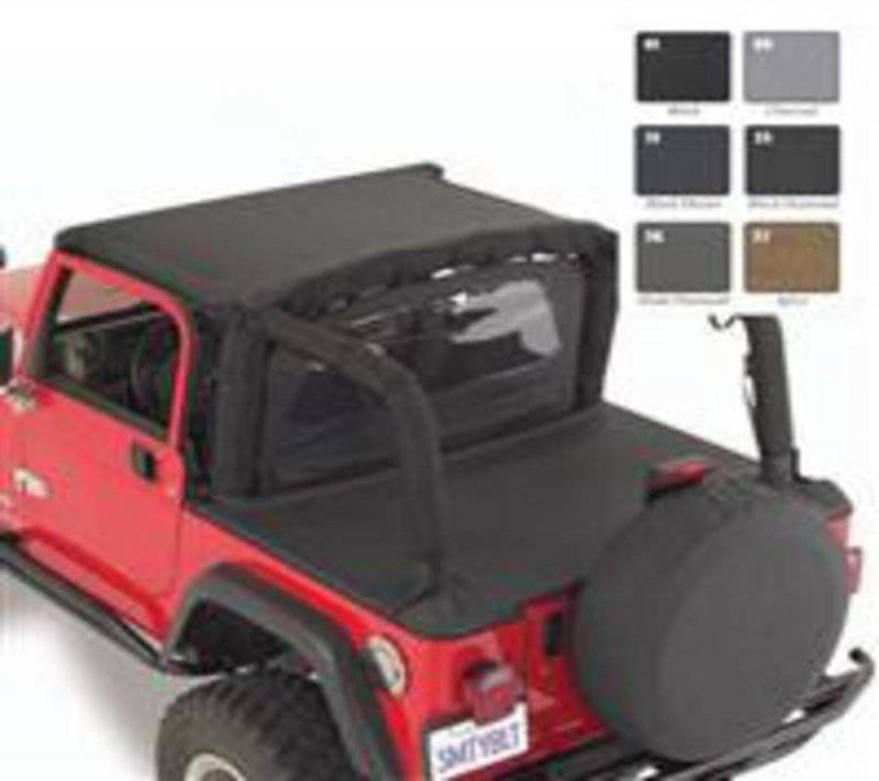 Smittybilt 1987-1991 Jeep Wrangler YJ Tonneau Cover For OEM Soft Top With Channel Mount Denim Black 701015
