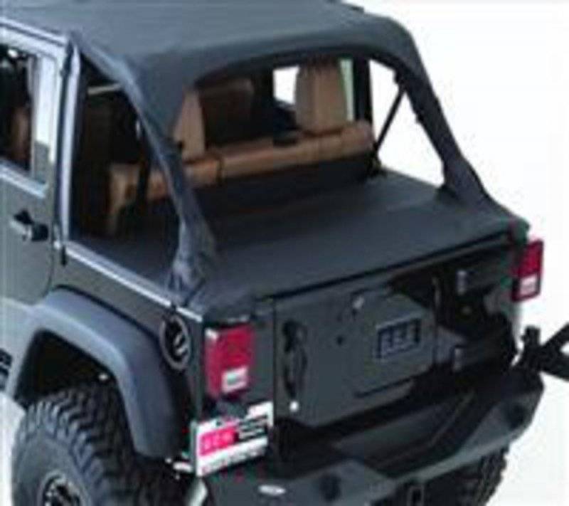 Smittybilt 2007-2018 Jeep Wrangler JK 2 Door Tonneau Cover For OEM Soft Top With Channel Mount Black Diamond 761235