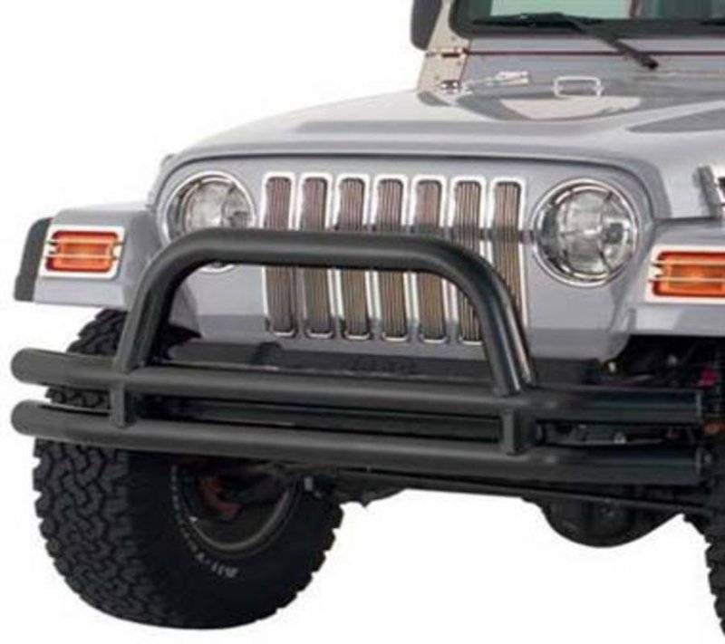 Smittybilt 1976-2006 Jeep CJ Wrangler YJ TJ LJ Tubular Bumper Front With Hoop Gloss Black JB44-F