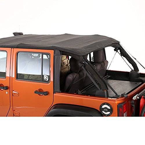 Smittybilt 2007-2018 Jeep Wrangler JK 4 Door Bowless Soft Top Combo OEM Replacement With Tinted Windows Black Diamond 9083235