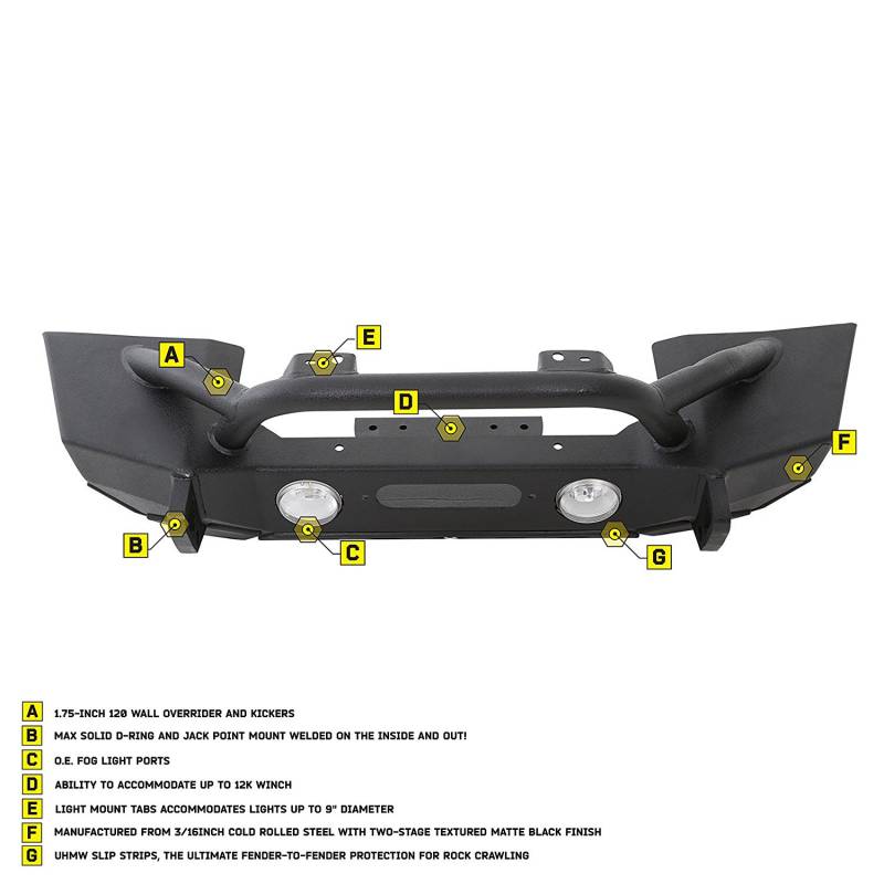 Smittybilt 2007-2018 Jeep Wrangler JK XRC Gen2 Front Bumper 76807