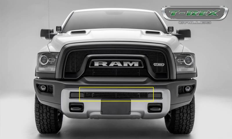 T-REX 2015-2017 Dodge RAM 1500 Rebel Billet Series Bumper Grille Overlay Aluminum With Black Powder Coated Finish 254641B